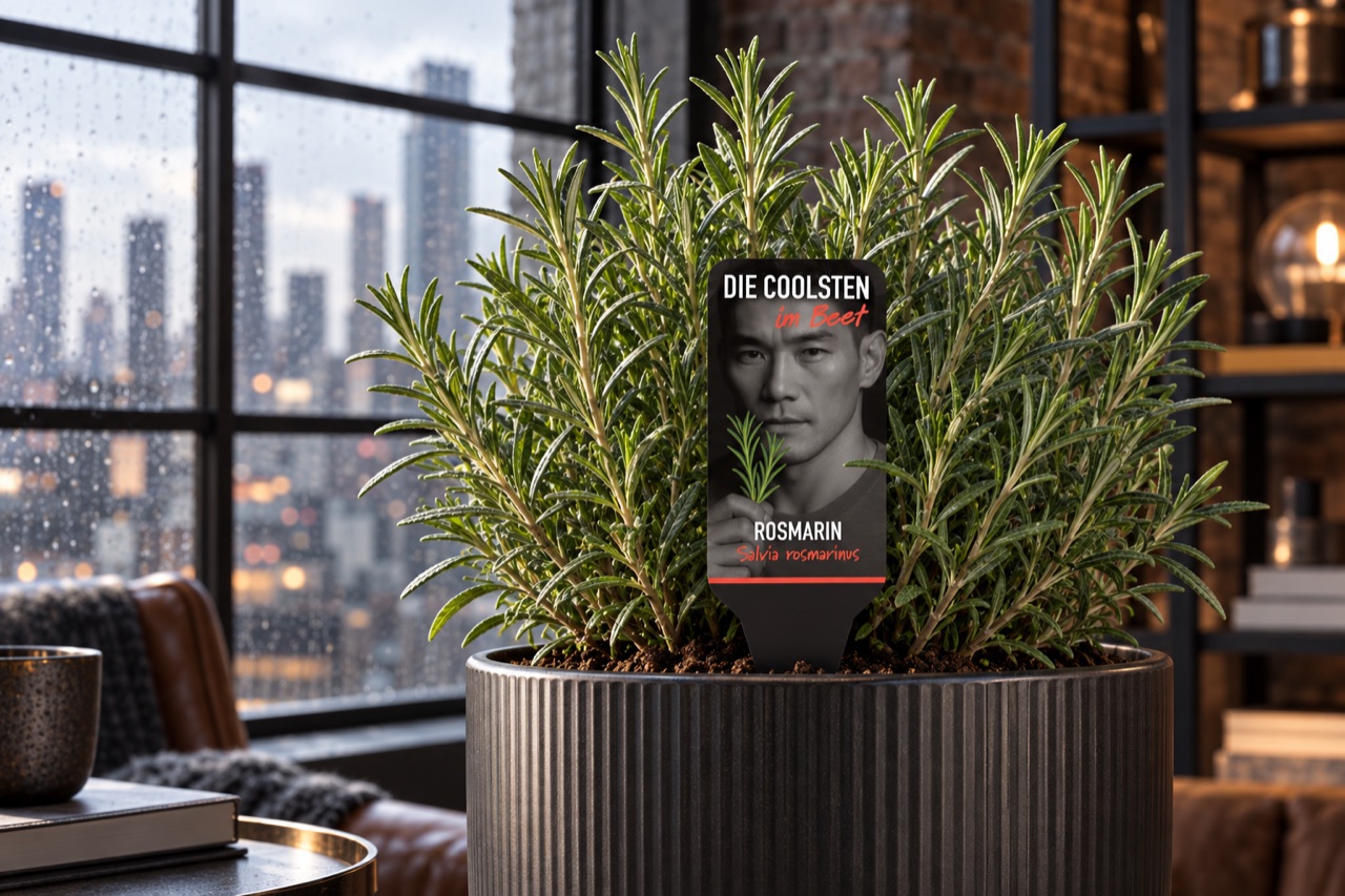 Rosemary in a pot with campaign label