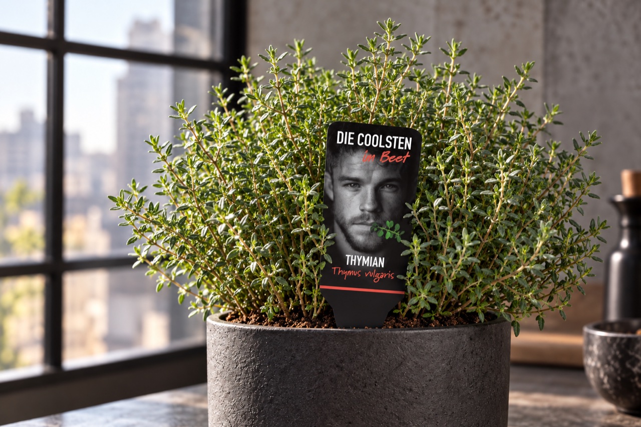 Thyme in a pot with campaign label